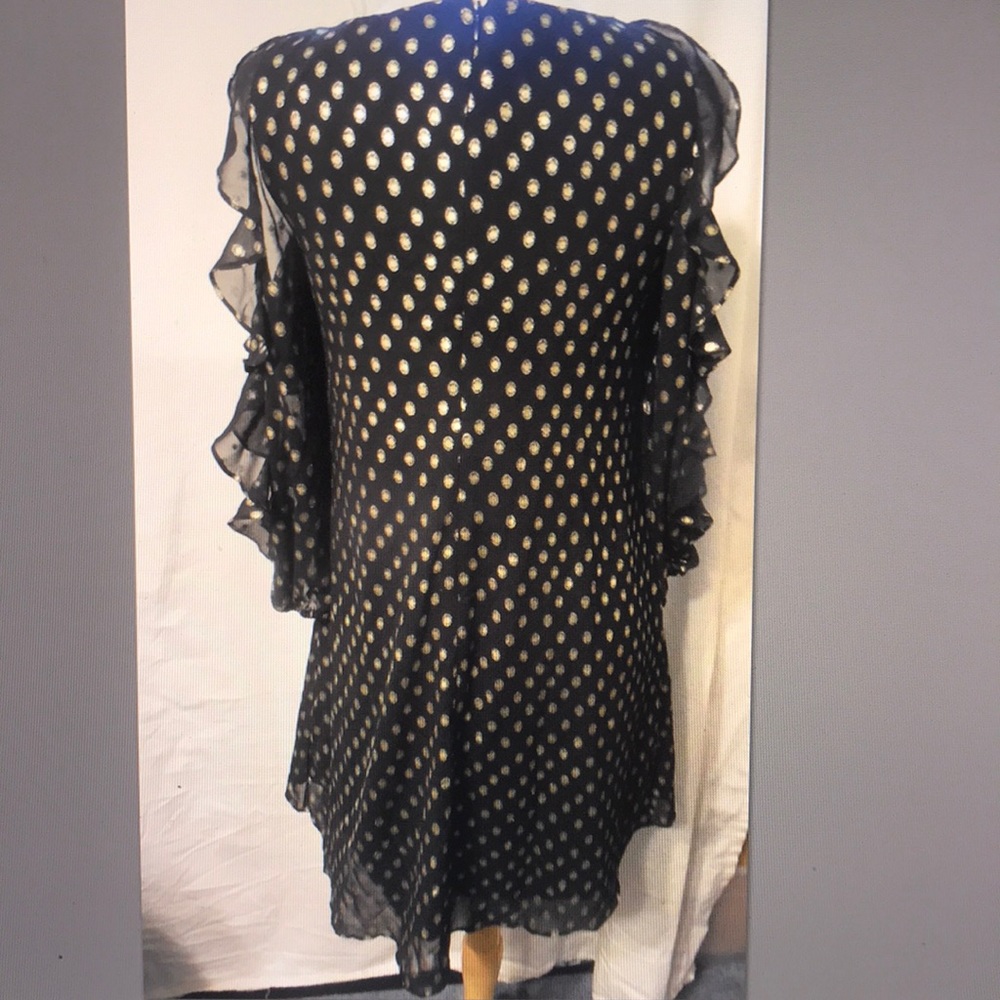 Cold Shoulder Ruffled Sleeve Polka Dot Dress - Picture 6 of 8